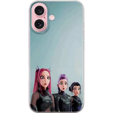Yhteensopiva Puhelinkuori Apple Apple iPhone 16 Kolme animoitua naista, joilla on värikäs tukka futuristisessa tyylissä ja yllättyneet ilmeet