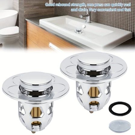 2-pak Pop-Up Afløbsprop/Afløbsfilter – Universel Afløbsprop til Vask