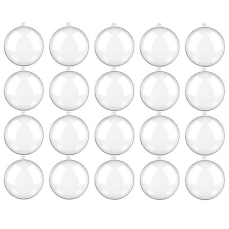 20 stk. gennemsigtige plast julekugler, der kan fyldes, håndværkskugler til julefest, 8 cm