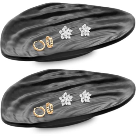 Svart Dekorativt Brett, 2 stk Dekorative Nøkkelskåler, Smykkebrett Dekorasjon for Entré Gang Smykkeskål Borddekorasjon Husvarmingsgave