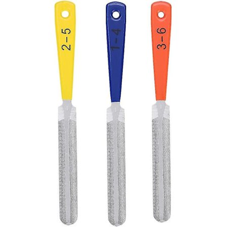 Kitara Mutteri Viila Ruostumaton Teräs Kaksikantinen Uraviila Kumipidikkeellä (Keltainen Oranssinen Sininen) (3 kpl)