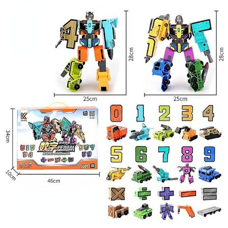 Lasten digitaalinen muodonmuutoslelurobotti numerot 0-9 voidaan koota yhteen, opettavaisten lelujen setti