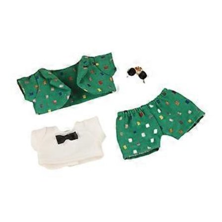 Söta 15 cm Dockkläder Söt Kappa, T-shirt, Byxor, Glasögon för 15 cm 17 cm Docka (Grön)