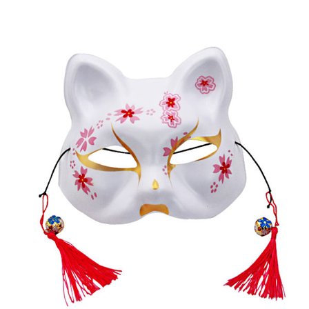 Fox Maske til Halloween Kostume, Dyre Cosplay Kabuki Halv Ansigt Kat Masker Maskeradefest