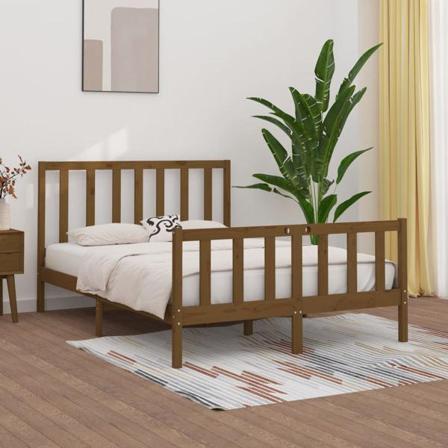 Vidaxl Sängram Honungsbrun Massivt Trä 140x190 Cm Brun