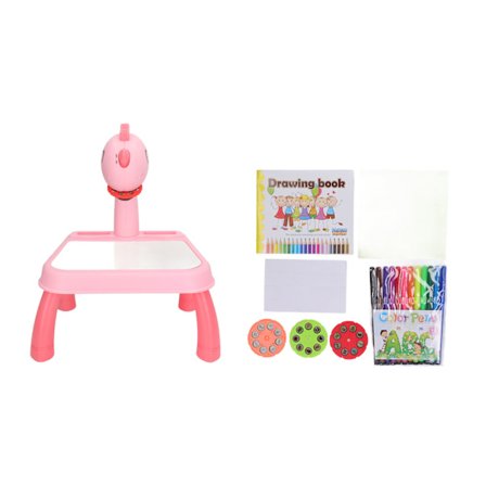 Sød Dinosaur Tegneprojektor Bord Lyse Farver Aftagelig Smart Skitsemaskine til Børn Undervisning Pink Dinosaur