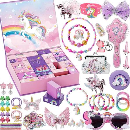 Uusi Countdown Joulu Yllätyslaatikko Adventtikalenteri Merenneito Yksisarvinen Tyttöjen Korusetti Leikki Pink unicorn