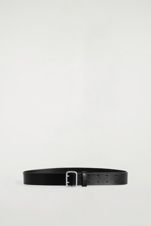 COS Men's Double-Prong Leather Belt in Black