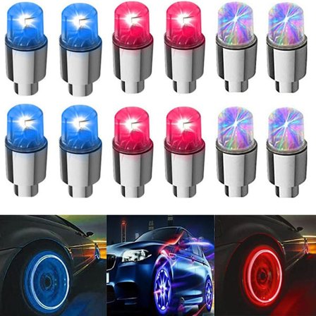 12 stk. LED cykelhjul lys dæk ventilhætter neon lys til