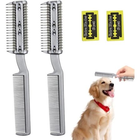 Plejekam - Hårpleje - 2 stk. - Hvid - Til hunde - Kompakt og bærbar