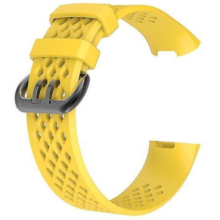 Kompatibelt Mjukt Silikon Andningsbart Armbandsur Armband Kompatibelt Fitbit Charge 3 Jikaix.S.Yellow