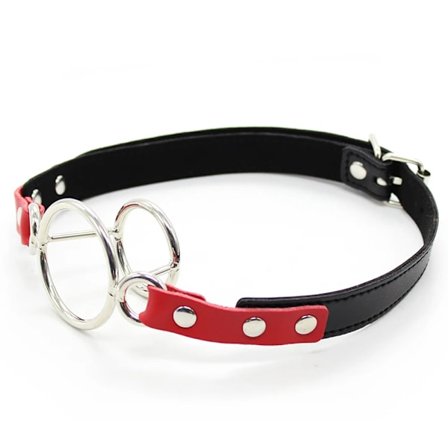 Rustfrit stål åben mund kugleknebel BDSM O-ring hovedsele oral fiksering fastholdelse sex bondage justerbar læderrem