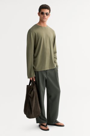 Soft Goat - Men's long sleeve t-shirt - Men cashmere sweater - L - Khaki