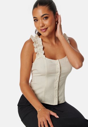 Pieces Pckaren strap top Birch Klær