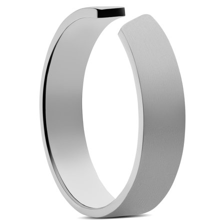 5 mm Matte Silver-Tone Adjustable Stainless Steel Ring for Men - Steel rings