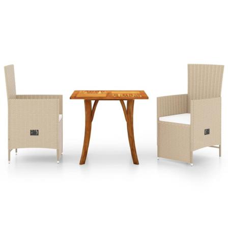 Vidaxl Matgrupp För Trädgården 3 Delar Beige Beige