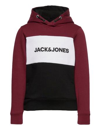 Jjelogo Blocking Sweat Hood Jr Hoodie Röd Jack & J S