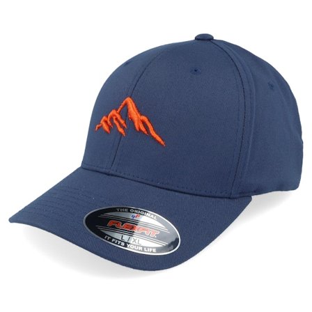 Wild Spirit - Blauw flexfit Cap - Mountain 3d Orange/Navy Flexfit @ Hatstore