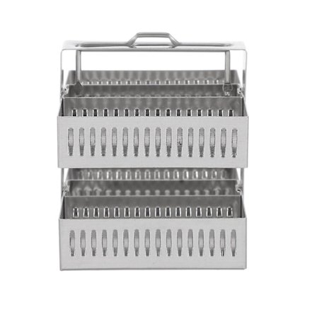 Slide rack i rustfrit stål, farve rack 30-position mikroskop slide rack (7.7X7.5CM, sølv)
