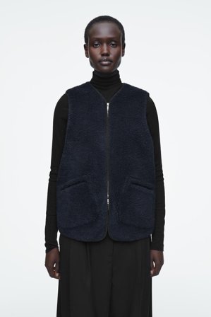 COS Women's Oversized Faux Shearling Gilet in Blue