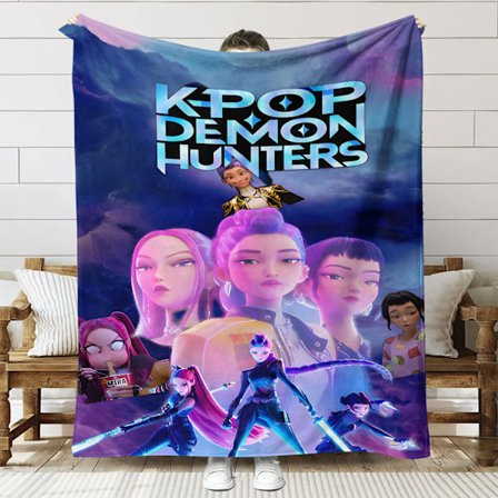 Huntrix K-Pop Trykt Tæppe | Flanellplaid til Sofa & Seng (Anime Tema)]SNT069]150+200cm SNT069 SNT069-FX-