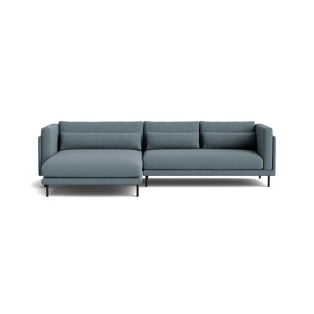 Bali Chaiselongue-Sofa, links in Nordic Blau, modernes Design, bequeme Polsterung, elegantes Ecksofa für Wohnzimmer, Höhe 76cm, einfarbig