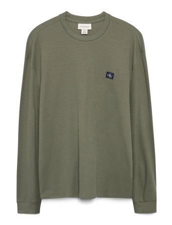 Calvin Klein Jeans Ls Waffle Badge Crewnk Tee - Beige - XL