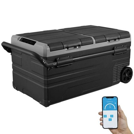 "Bilreol-Duoku-12 Volt 95 L, Bærbar Fryser med Dobbelt Zone, Med Hjul og Håndtag"