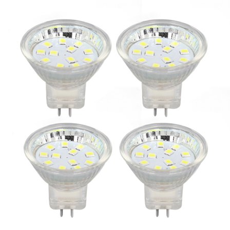 4 kpl MR11 12LED-lamppu 2W 300LM Spot-lamppu Kaksinkertainen nastakanta Maisemavalaisin Kylmä valkoinen 6000K