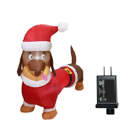 Oppustelig Wienerhund 1,5 Meter Oplyst Polyesterfiber Blow Up Tax Hund til Juledekoration