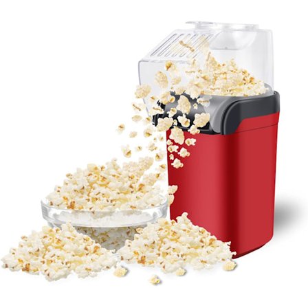 Varmlufts popcornmaskin, elektrisk popcornmaskin, hälsosamt och snabbt snacks, ingen olja behövs, levereras med en mätkopp.