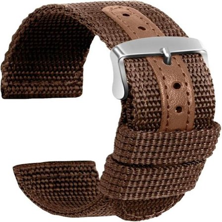 Nylon urrem Canvas udskiftningsurrem Militær hær Herre Dame - 22mm Rustfrit stål Sølv spænde Urrem