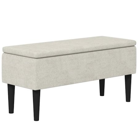 Rootz Skobänk - Tjock stoppning - Vintage Designbänk - Dold förvaring - Sängbänk - Cashmere Look - Gummiträd - Beige + Svart - 95L x 38W x 45H cm