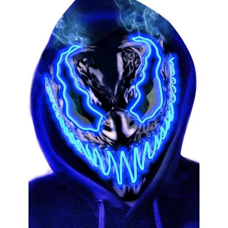Halloween-mask LED-ljusmask för vuxna och barn, unika neonglödande masker med mörka och onda lysande ögon, iögonfallande hotfullt