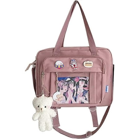 Goth Ita Taske Rygsæk til Piger med Plysdyr Japansk Skoletaske Lolita Tilbehør Skolematerialer til Børn (Pink)