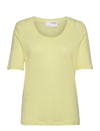 Slflinen Ss U-Neck Tee Yellow Selected Femme