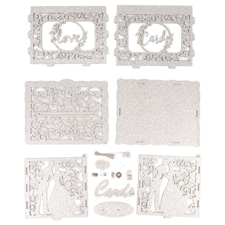 DIY Bröllop Kortlåda Trä Bröllopslåda Ihålig Mottagningskuverthållare med Slinga för Ceremoni Examen