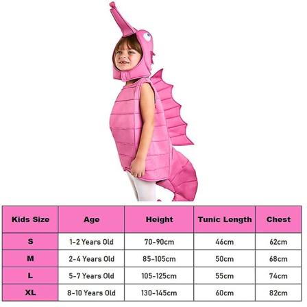 Flickor Rosa sjöhäst Halloween kostym Barn Toddler Pojkar Gul Hippocampus kostym för barn Pink Kids L