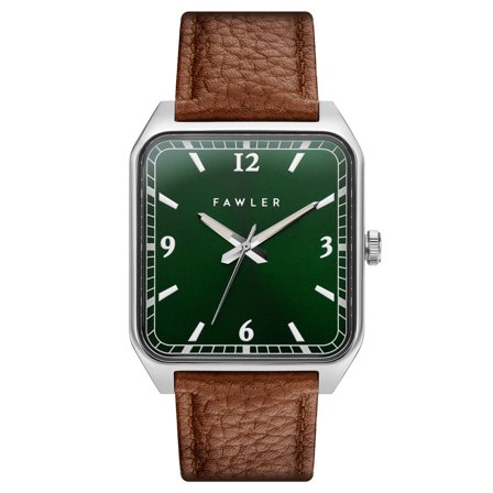 Clyde | Montre carrée argentée et verte pour hommes - Montres bracelet