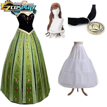 Dam Prinsessa Anna Kläder Kostym Halloween Jul Cosplay Fancy Kläder Kröning