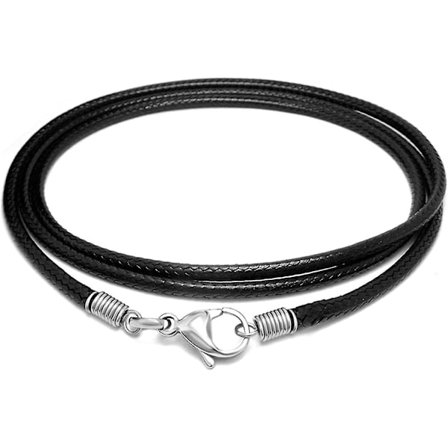 Läderhalsbandssnöre med spänne, 16-24 tum flätat rep halsband för män kvinnor 316l rostfritt stål spänne, 2mm svart lädersnöre halsband brunt