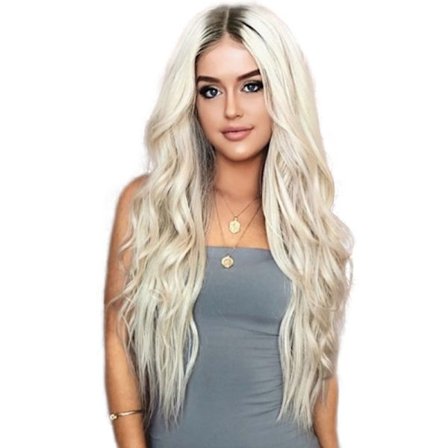 Kvinners lange krøllete hårvekstfargeparykker farget kjemisk fiber