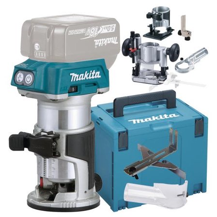 Makita DRT50ZJX5 Multifräs med tillbehör, utan batteri och laddare, Elhandverktyg