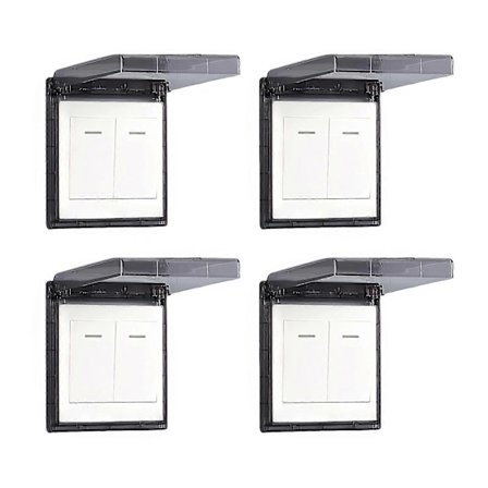 Vedenpitävät kytkinsuojat, matala profiili, kosteudenkestävä suojaus, pistorasian suojus kosteisiin tiloihin, kestävä rakenne, valkoinen