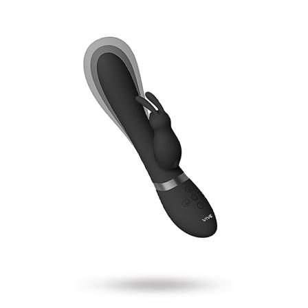 Taka - Inflatable & Vibrating Rabbit - Black - Vuxen.se - Rabbitdildo, dildo med klitorsstimulans, vibrerande dildo