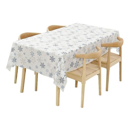 Lilyrose 3 st julbordsdukar dekorationer, Peva snöflinga jul bakgrundsskylt bordsduk för vintersemesterfesttillbehör, 137*274cm
