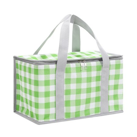 Isoleret picnictaske, genanvendelig køletaske med lynlåstop til varm og kold mad - sammenklappelig strandtaske til udendørs brug, picnic, camping (1