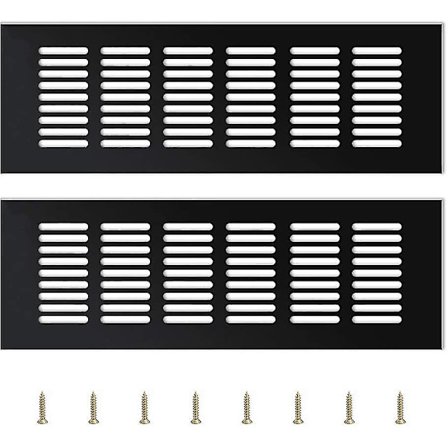 Justerbart ventilationsgitter i aluminium til udendørs brug, sort