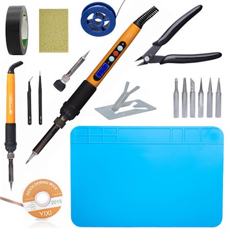 Ammattimainen Juotosvälinepakkaus Electric S 19-in-1 – LCD Juotin 60W | 180–500°C | 6 Kärkeä | Täysi Setti