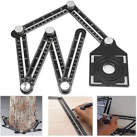 Multivinkel lineal justerbar foldbar aluminiumslegering vinkelmåler skabelon værktøj boremaskine guide åbning keramiske fliser hul punch lokalisator 